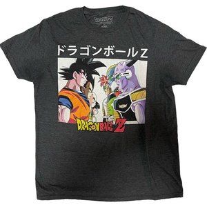 DRAGON BALL Z JAPANESE WRITING FACE OFF OF CHARACTERS GRAY Size M T-SHIRT Kids